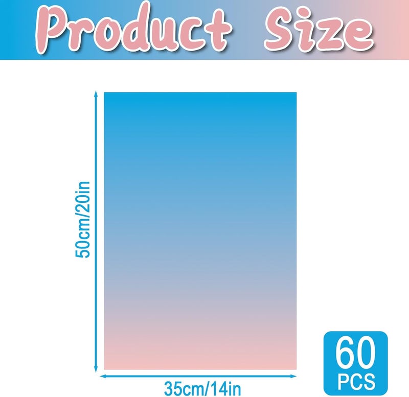 Ethanberg 60 Sheets Gift Wrapping Tissue Paper Bulk, Pink Blue Gradient Tissue Paper for Gift Bags, Decorative Art Papers for DIY Crafts Wedding Birthday Baby Showers Holiday Party Decor, 20x14 Inches - Image 2